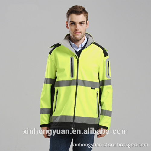 custom fluorescent green/orange reflective workwear uniforms soft shell jackets